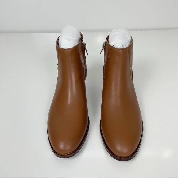 NEW Coach Dannie Block Heel Western Style Leather Ankle Boots Booties Saddle 7.5 - Picture 3 of 10